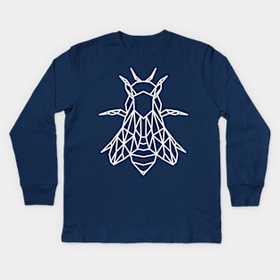 Geometric Bee in White Kids Long Sleeve T-Shirt